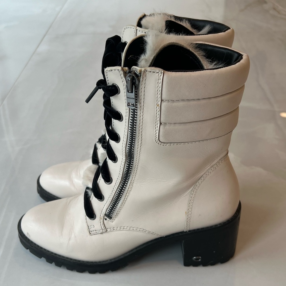Coach | Jenna White Leather Winter Boots | Size EU 39.5 or US 9.5